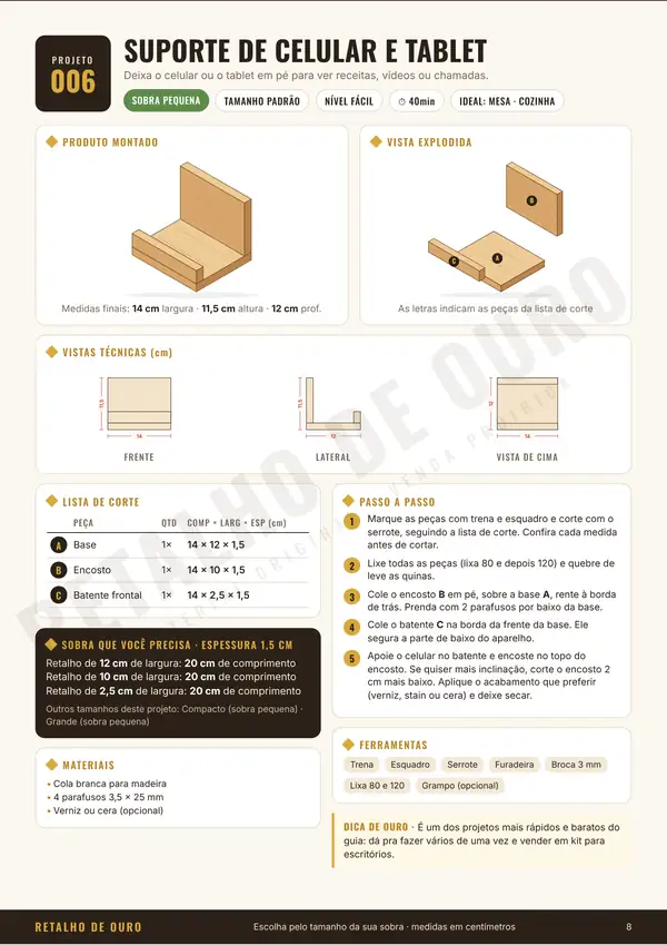 Projeto suporte de celular e tablet